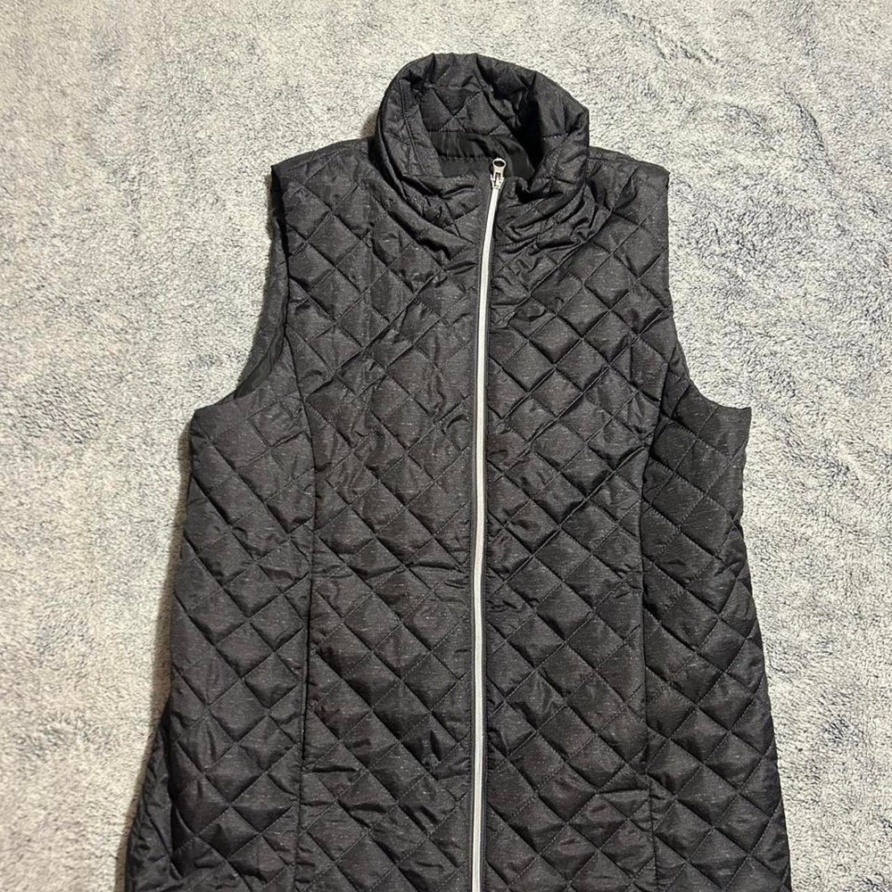 Banana Republic Quilted Puffer Vest Women's Medium Gray Full Zip Lightweight
